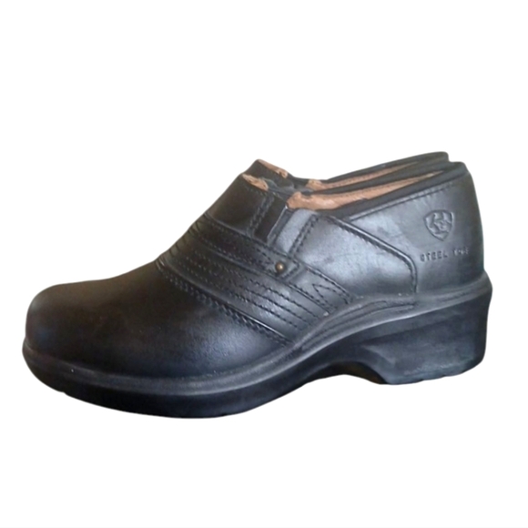 ARIAT Black Leather Safety Clog Womens Slip-On Steel Toe Work Shoe Size 6.5 - Picture 5 of 15